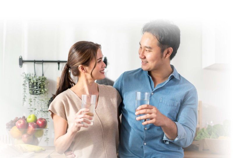 Couple drinking water